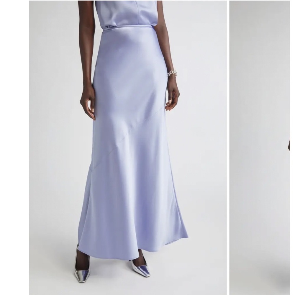 St. John Beverly Liquid Satin Skirt Iris Purple Maxi K72MC52 Size 6 NEW